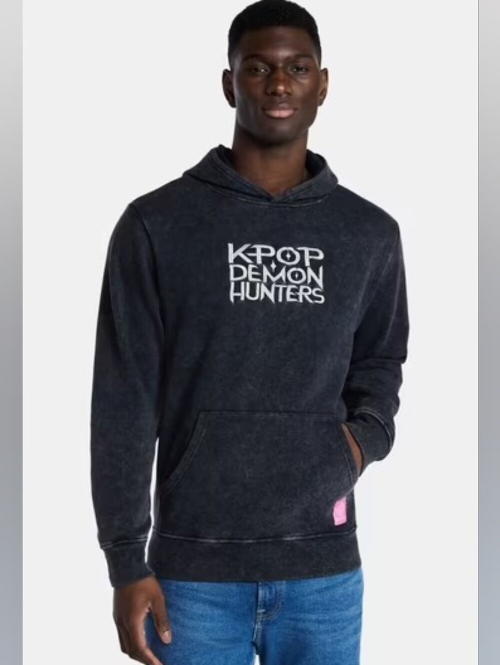 NWT KPOP Demon Hunters Black Washed Hooded Sweatshirt - Men's Hoodie Men's Large
